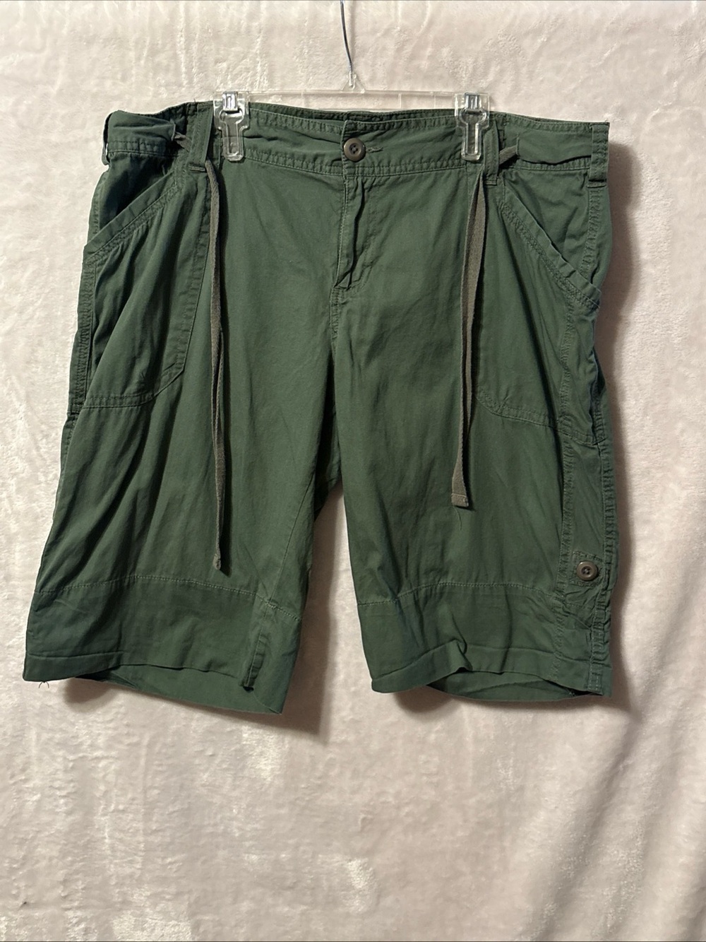 Falls Creek Dark Olive Drawstring Cargo Bermudas